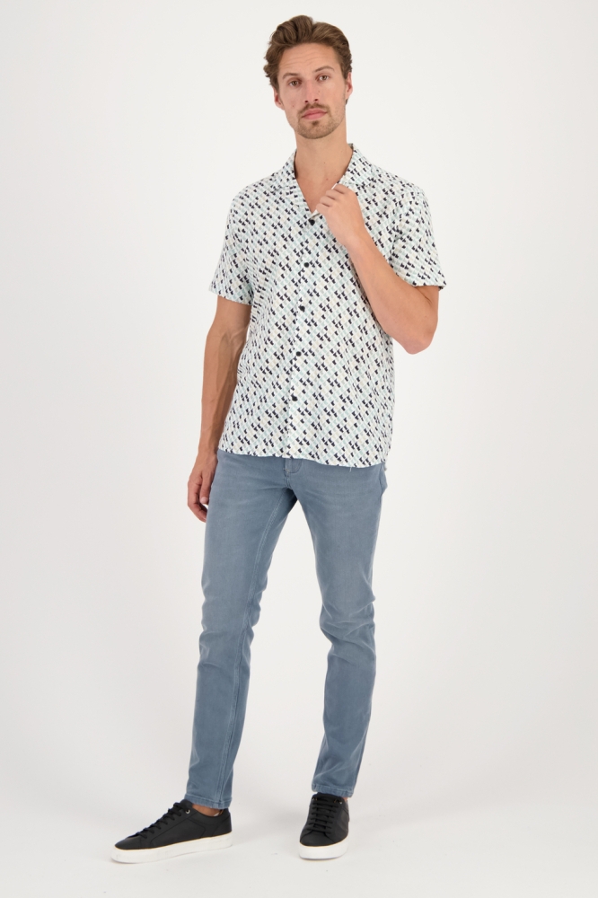 OVERHEMD KORTE MOUW MET OPEN KRAAG 334545 599 sea green